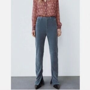 Zara Corduroy Slim Flare Pant with Leg Slit